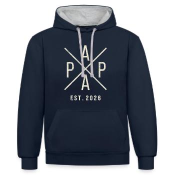 Papa Established Vintage Look 2026 - Sweat à capuche contrasté - bleu marine/gris chiné - Devant - Nico (186cm)