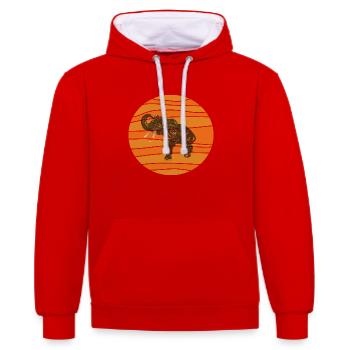 Edelfant Elefant im typisch afrikanischen Look. - Kontrast-Hoodie - Rot/Weiß - Vorne - Liana (172cm) & Jaron (178cm)