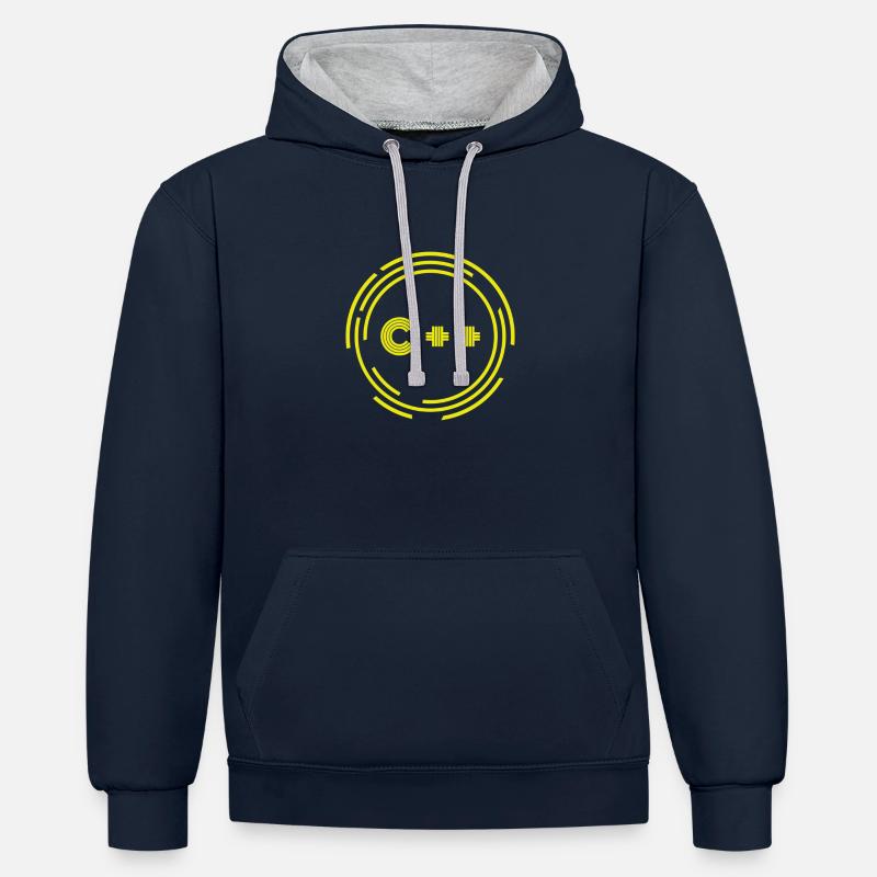 Programmeur - Sweat à capuche contrasté - bleu marine/gris chiné