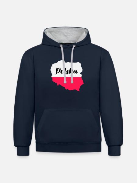 Poland Polska - Contrast hoodie - navy/heather grey