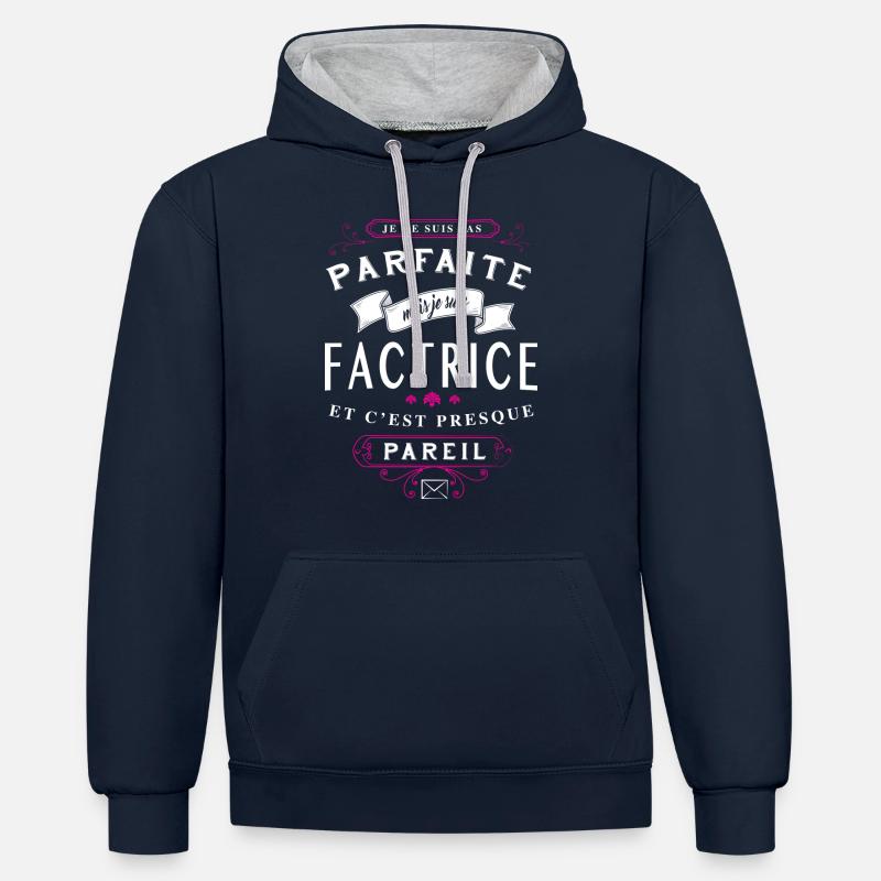 Factrice Parfaite - Sweat à capuche contrasté - bleu marine/gris chiné