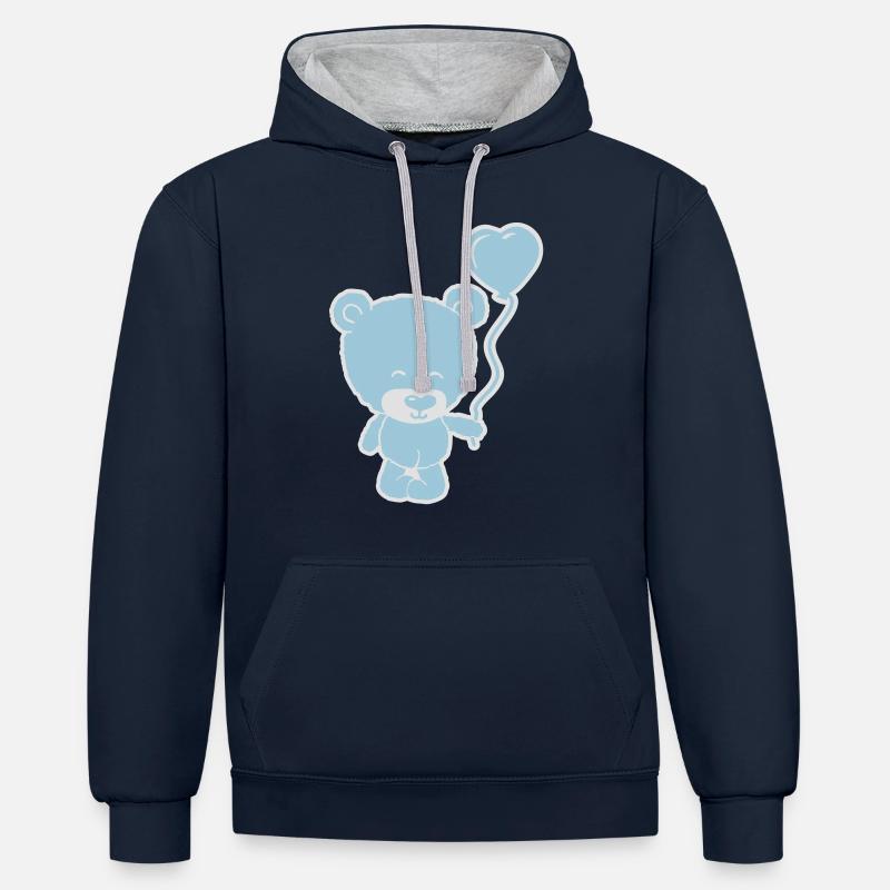 cute bear boy - Sweat à capuche contrasté - bleu marine/gris chiné