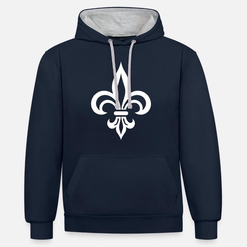 Fleur de Lis Grace - Sweat à capuche contrasté - bleu marine/gris chiné