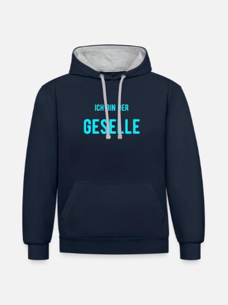 ich bin der Geselle - Kontrast-Hoodie - Navy/Grau meliert