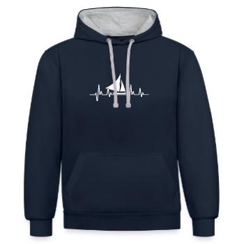 Segelboot Heartbeat Segelboot - Kontrast-Hoodie - Navy/Grau meliert - Vorne - Nico (186cm)