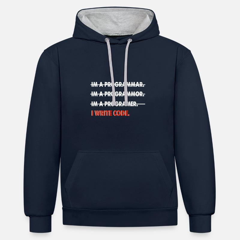 Programmierer Coder lustig Geschenk - Kontrast-Hoodie - Navy/Grau meliert