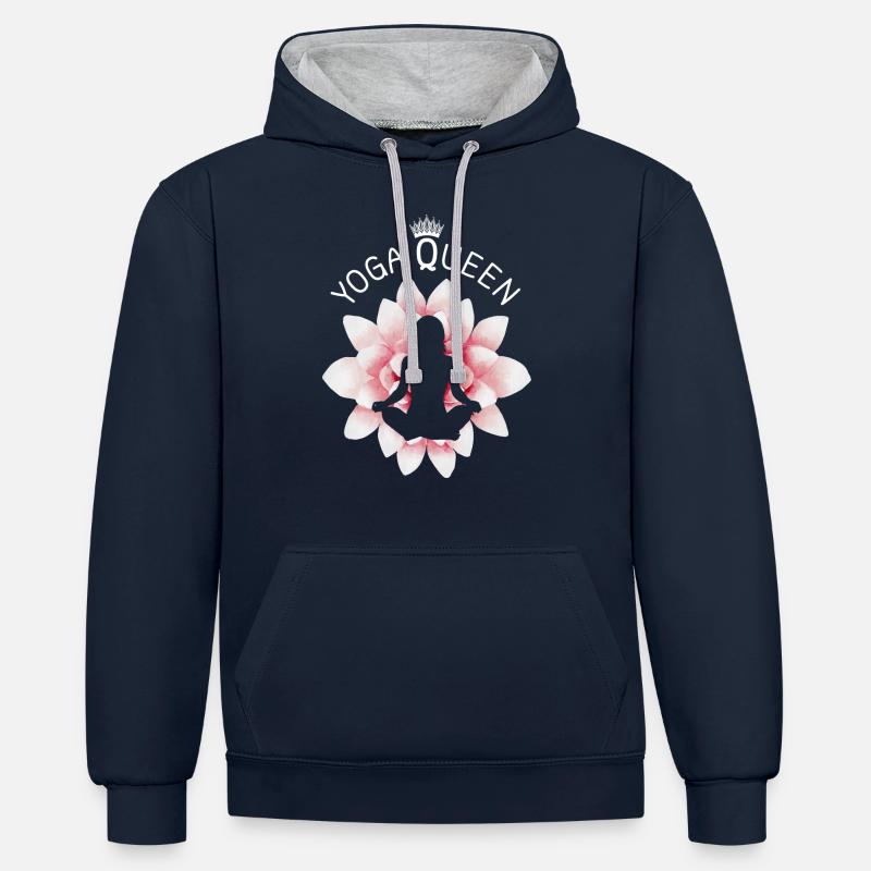 Yoga - Sweat à capuche contrasté - bleu marine/gris chiné