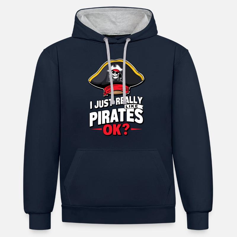 Pirate Pirate Carnaval Halloween - Sweat à capuche contrasté - bleu marine/gris chiné