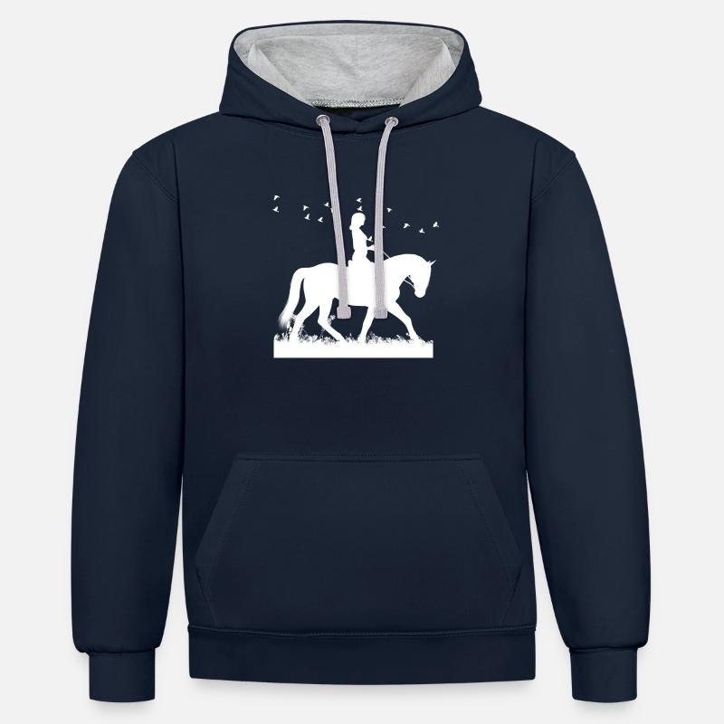 Cavalier - Sweat à capuche contrasté - bleu marine/gris chiné