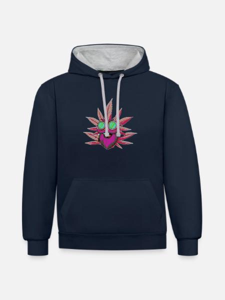 Crazypurple - Kontrast-Hoodie - Navy/Grau meliert