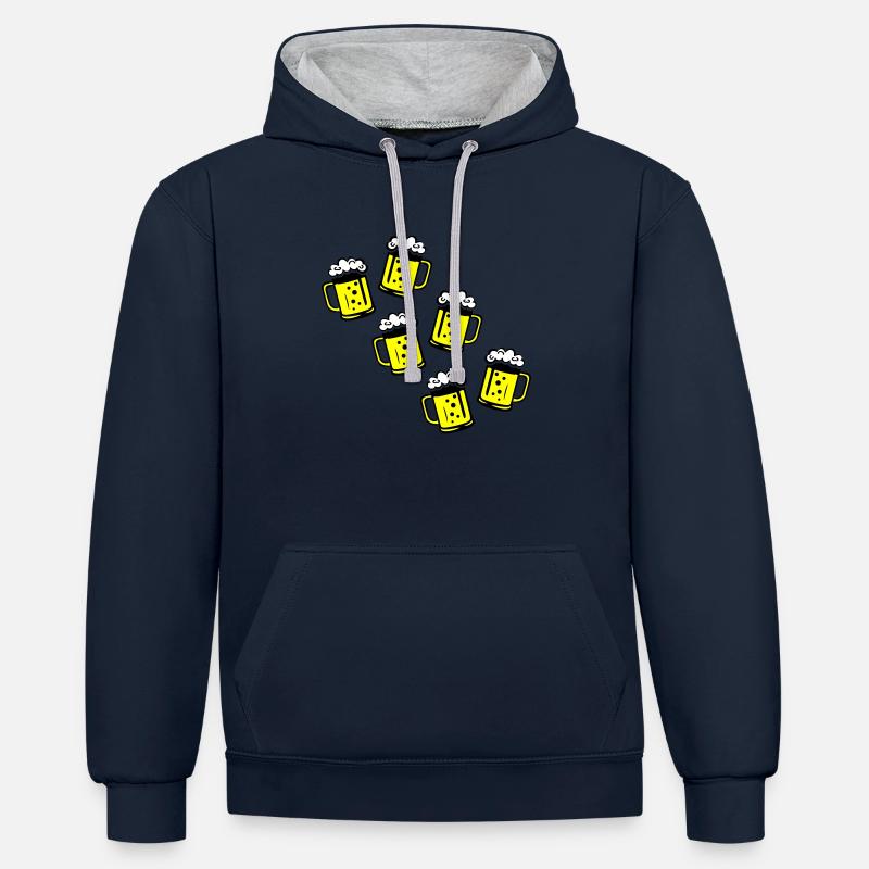 Icône de chope de bière - Sweat à capuche contrasté - bleu marine/gris chiné