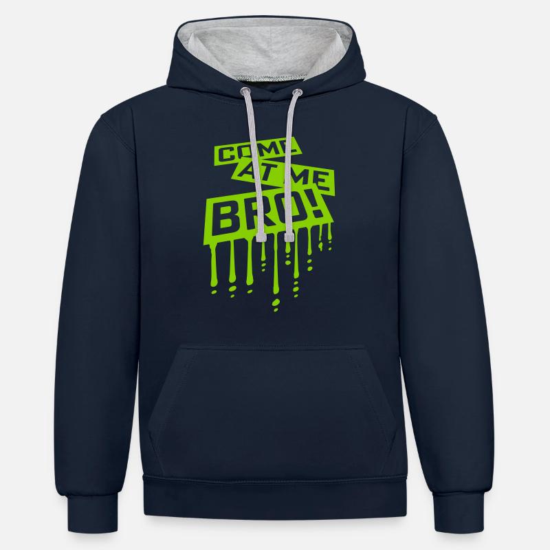 Viens à moi bro - Sweat à capuche contrasté - bleu marine/gris chiné