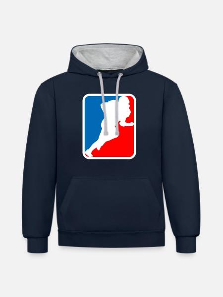 football logo - Kontrast-Hoodie - Navy/Grau meliert