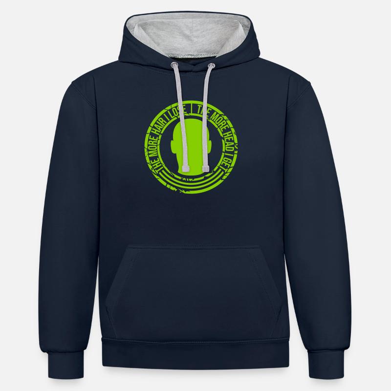 J’ai plus de tête - Sweat à capuche contrasté - bleu marine/gris chiné