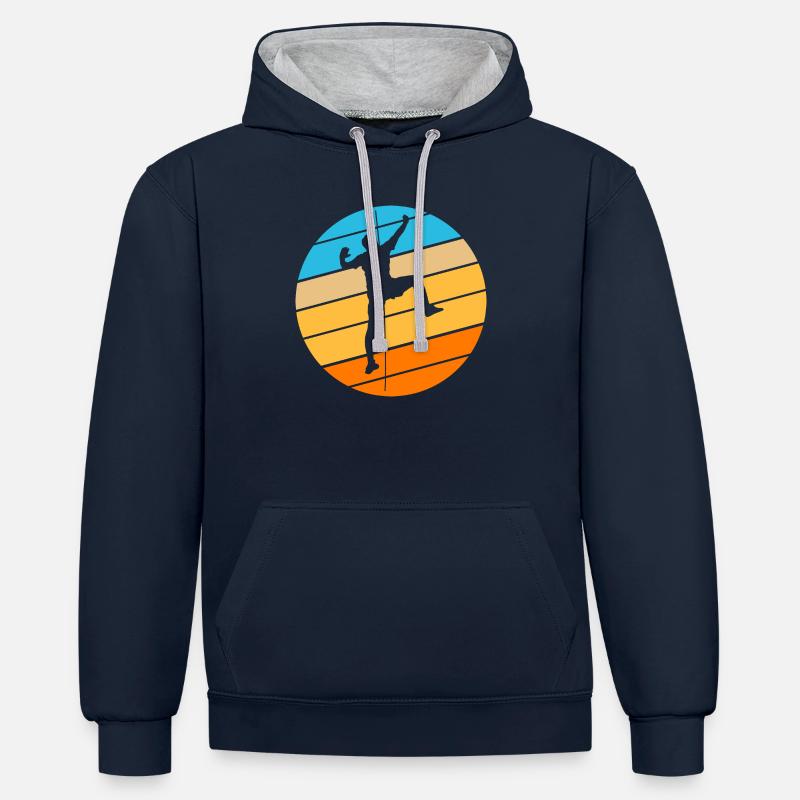 Alpinisme Bloc Retro Grimpeur - Sweat à capuche contrasté - bleu marine/gris chiné