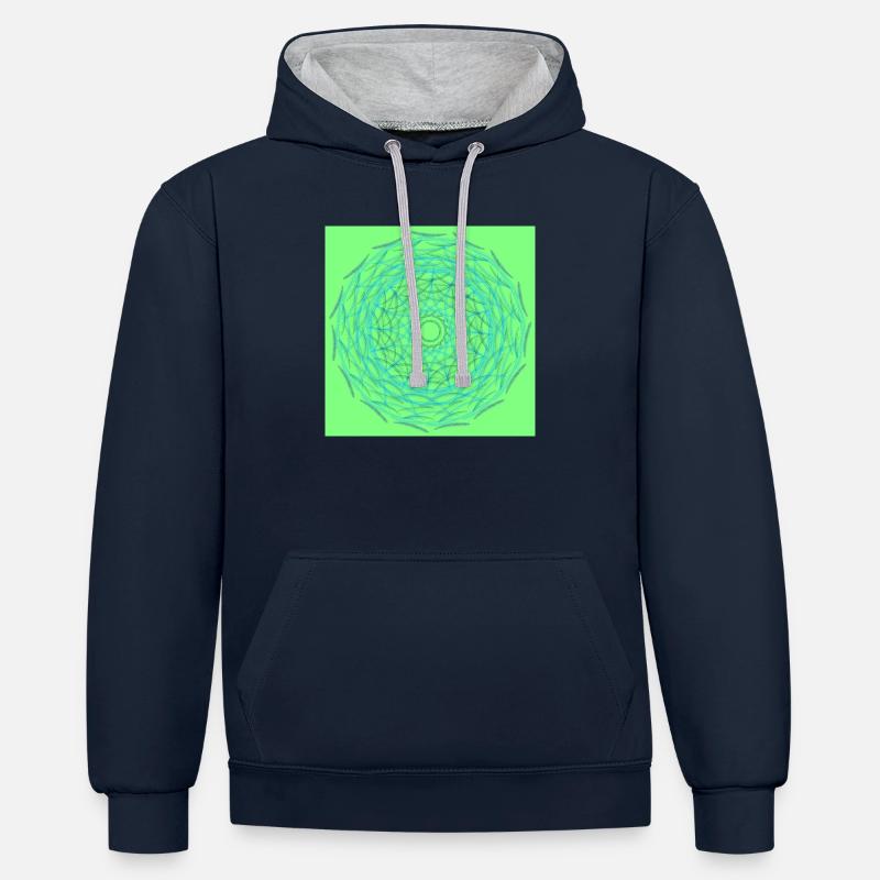 Cercle Vert Web - Sweat à capuche contrasté - bleu marine/gris chiné