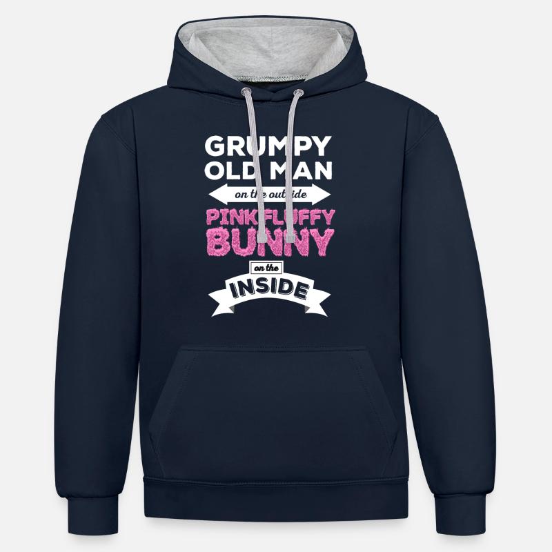 Grumpy Pink Fluffy Bunny - Contrast hoodie - navy/heather grey