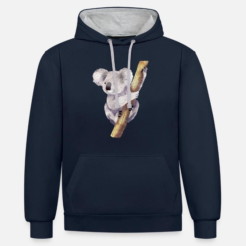Koala 01 - Sweat à capuche contrasté - bleu marine/gris chiné