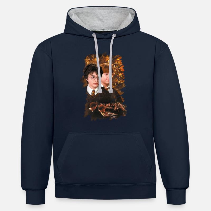 Harry Potter Ugly Christmas Harry & Ron - Kontrast-hettegenser - marine/grå melert