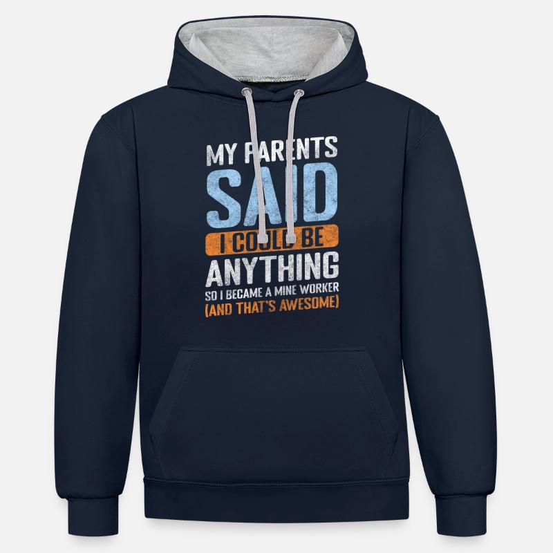 Miner Mining Shovel Work - Contrast hoodie - navy/heather grey