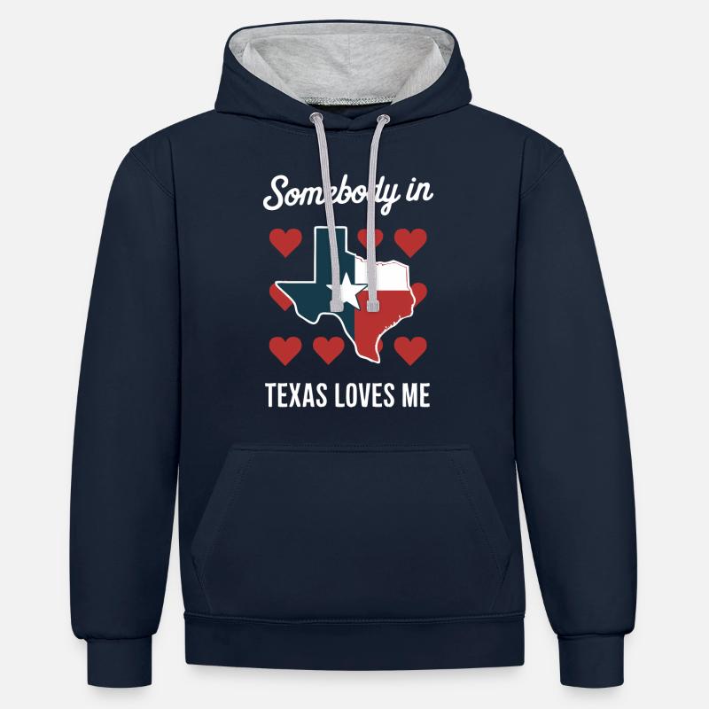 État du Texas Texans Texas - Sweat à capuche contrasté - bleu marine/gris chiné