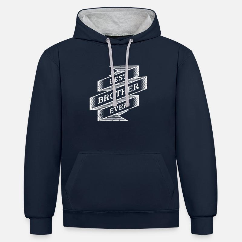 meilleur frère de tous les temps - Sweat à capuche contrasté - bleu marine/gris chiné