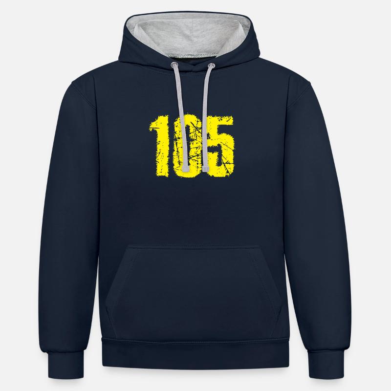 105 / hunderffff - Sweat à capuche contrasté - bleu marine/gris chiné
