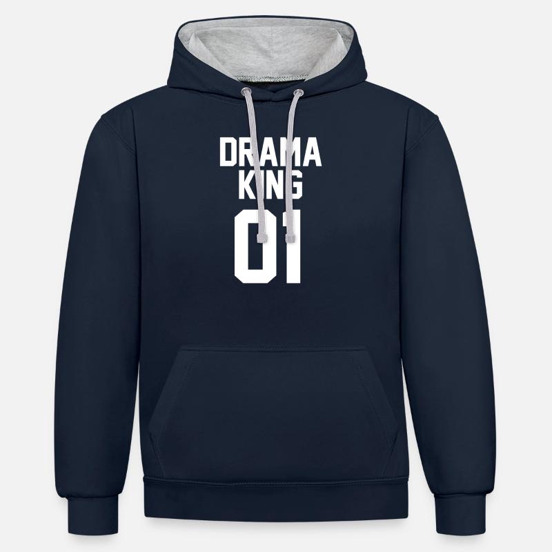 Drama King 01 Partnershirt Geschenk - Kontrast-Hoodie - Navy/Grau meliert