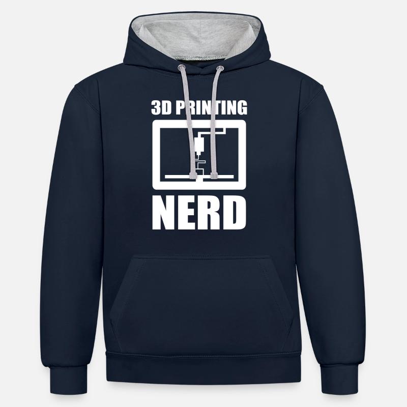 3D-Druck-Nerd - 3D-Drucker-Nerd - Kontrast-Hoodie - Navy/Grau meliert