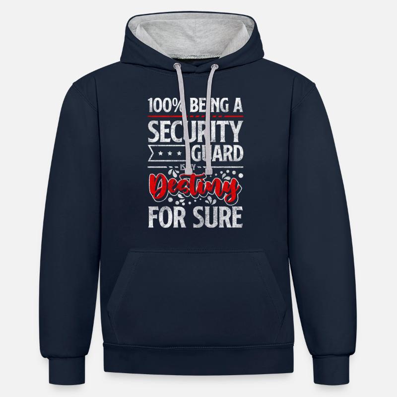 Profession de la sécurité - Sweat à capuche contrasté - bleu marine/gris chiné