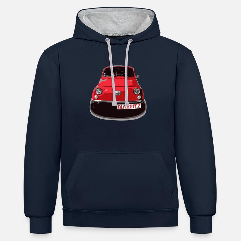 500 Biarritz - Sweat à capuche contrasté - bleu marine/gris chiné