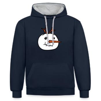 bonhomme de neige visage tête cool hiver noël ka - Sweat à capuche contrasté - bleu marine/gris chiné - Devant - Nico (186cm)