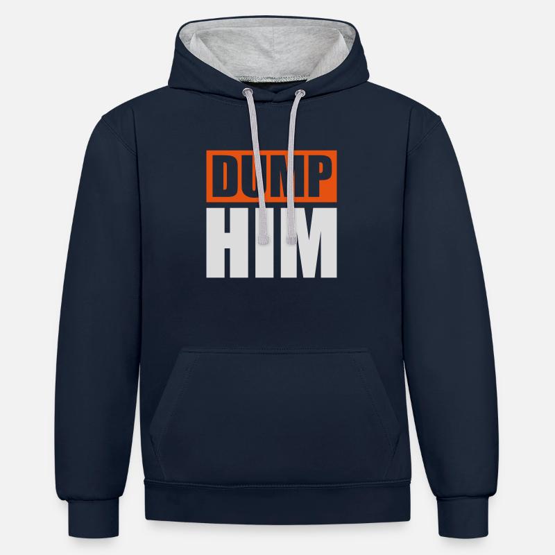 Dump Him Quote Logo - Sweat à capuche contrasté - bleu marine/gris chiné