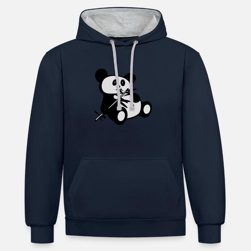 lazy panda - Sweat à capuche contrasté - bleu marine/gris chiné