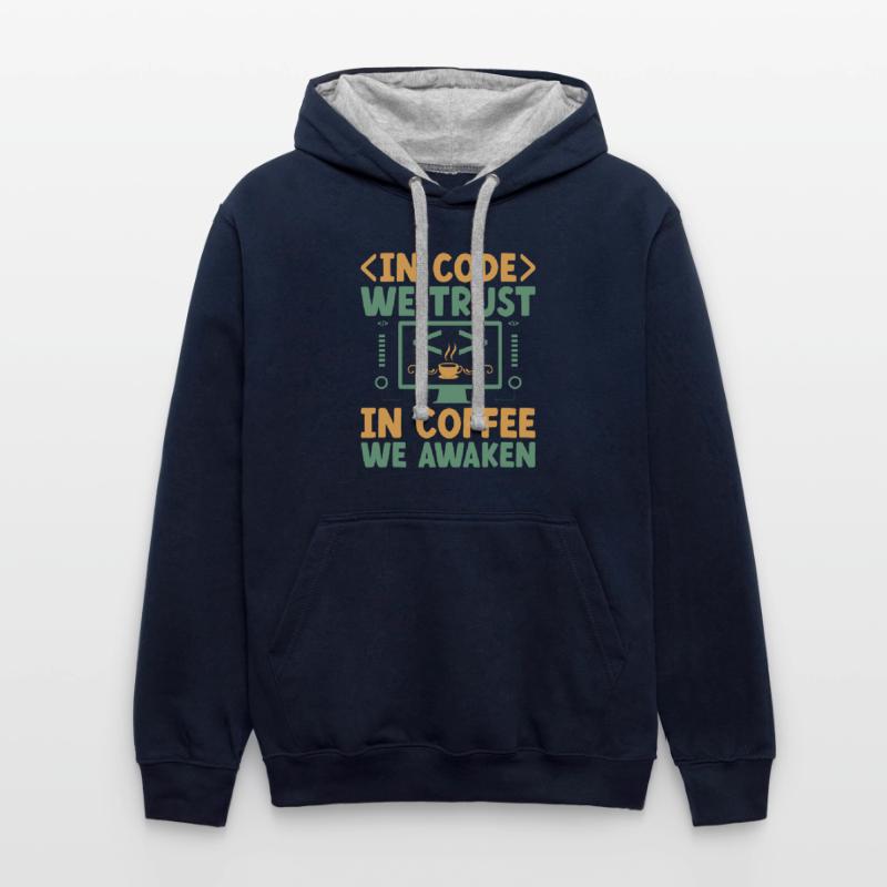 Kaffee-Codierung Programmierer Programmierer Entwickler Nerd Coff Kontrast-Hoodie