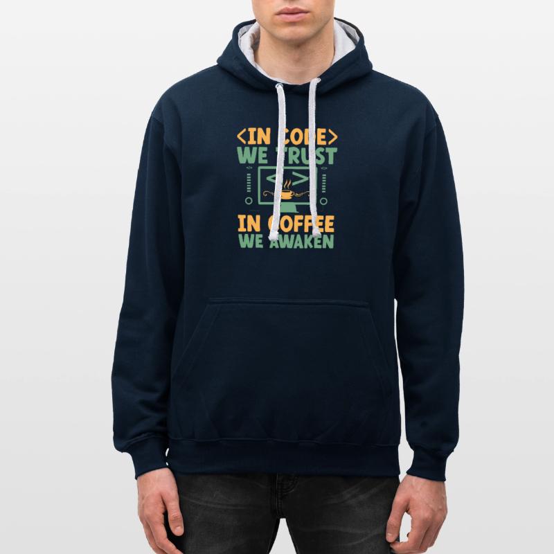 Kaffee-Codierung Programmierer Programmierer Entwickler Nerd Coff Kontrast-Hoodie