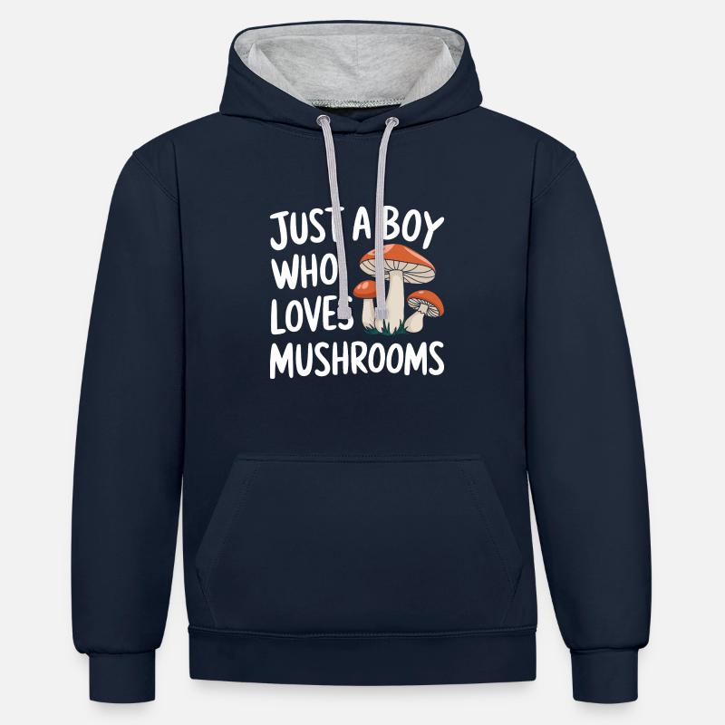 Champignons Champignons Champignon Champignon - Sweat à capuche contrasté - bleu marine/gris chiné