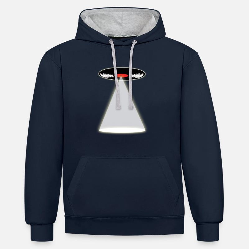 LP UFO - Sweat à capuche contrasté - bleu marine/gris chiné