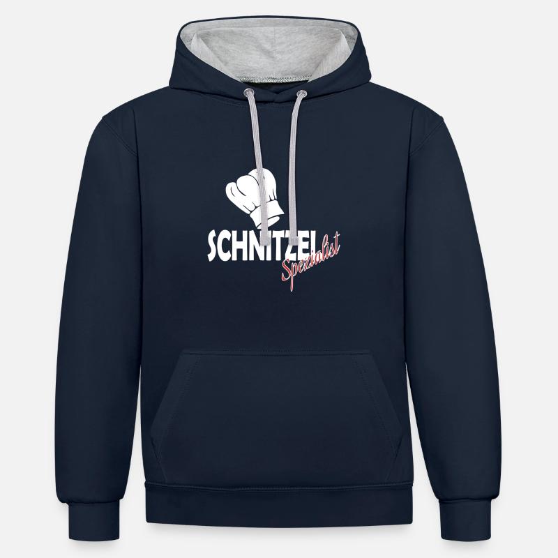 schnitzel - Sweat à capuche contrasté - bleu marine/gris chiné