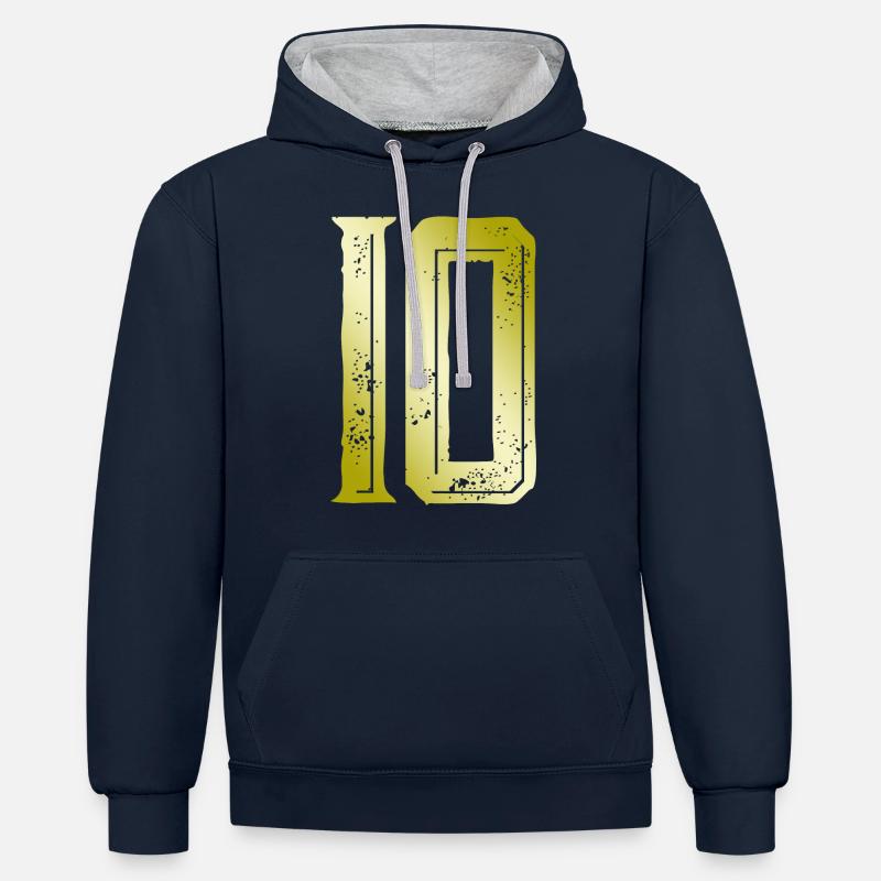 Symbole de 10 chiffres - Sweat à capuche contrasté - bleu marine/gris chiné