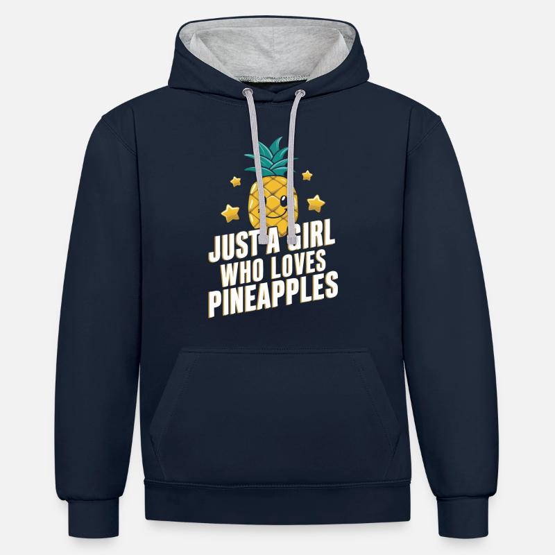 Ananas Fruit tropical hawaïen - Sweat à capuche contrasté - bleu marine/gris chiné