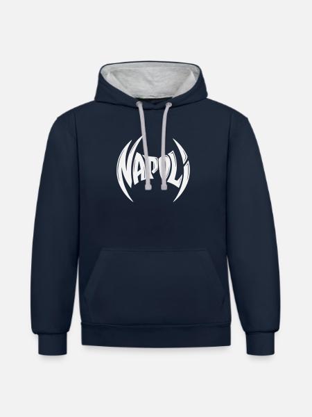 Napoli Crest Typography - Contrast hoodie - navy/heather grey