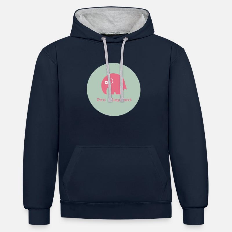 Pro Éléphant - Sweat à capuche contrasté - bleu marine/gris chiné