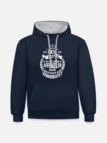 Verheiratetbbbb - Kontrast-Hoodie - Navy/Grau meliert