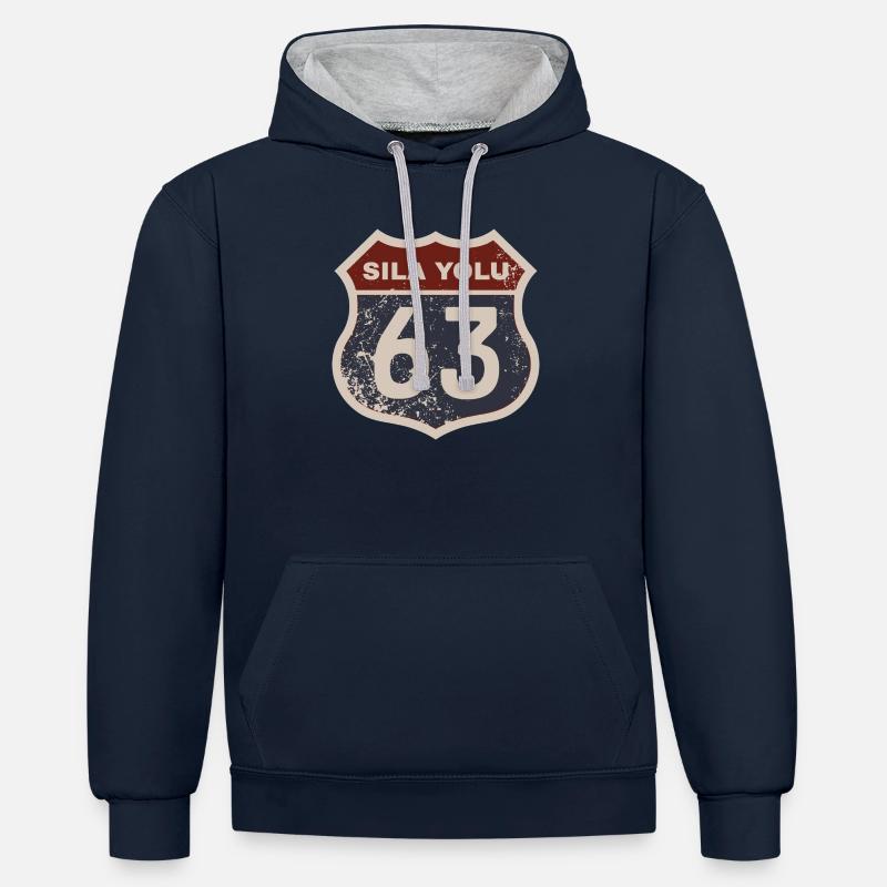 Şanlıurfa - Sweat à capuche contrasté - bleu marine/gris chiné