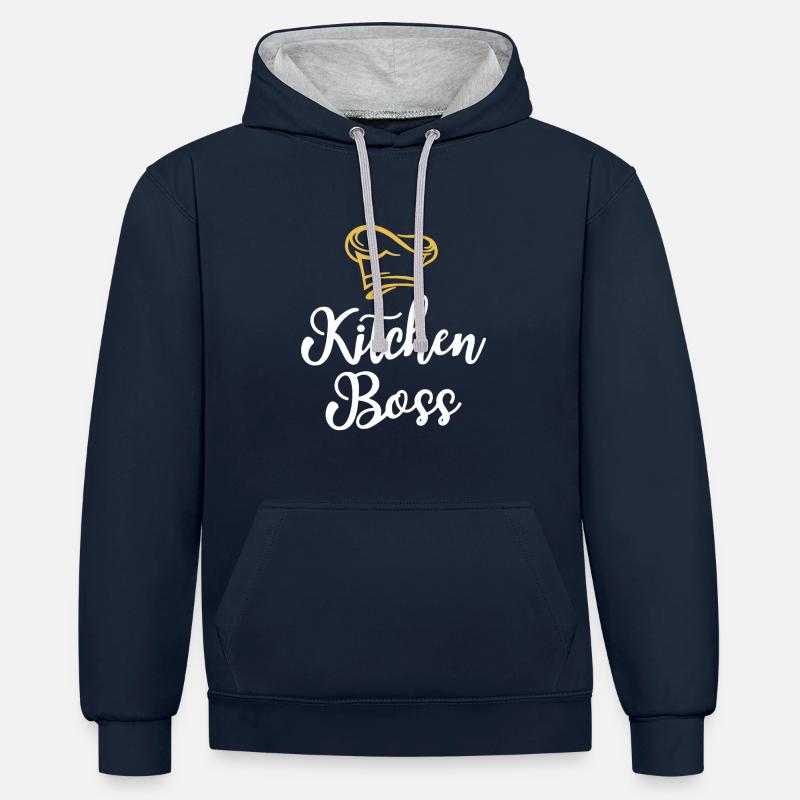 Chef de cuisine Cuisson Cuisson - Sweat à capuche contrasté - bleu marine/gris chiné