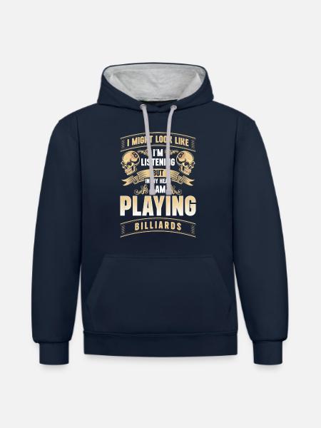 Pool Sport - Kontrast-Hoodie - Navy/Grau meliert