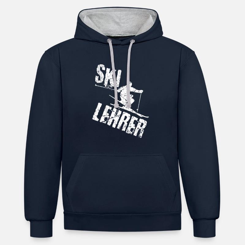Moniteur de ski Apre Ski - Sweat à capuche contrasté - bleu marine/gris chiné