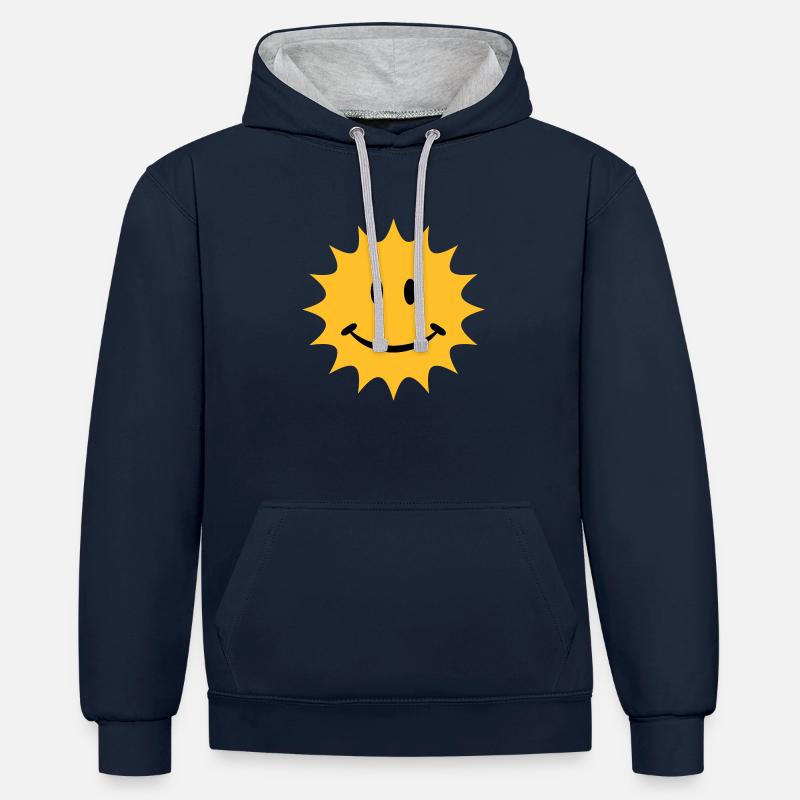 sun - Sweat à capuche contrasté - bleu marine/gris chiné