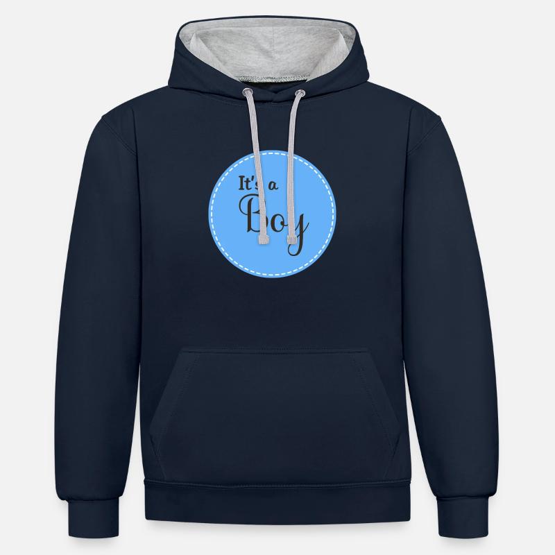 ItsABoy - Sweat à capuche contrasté - bleu marine/gris chiné